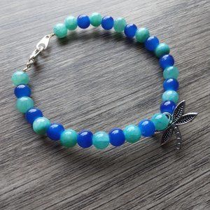 Dragonfly- Blue and Green Dragonfly Charm Bracelet